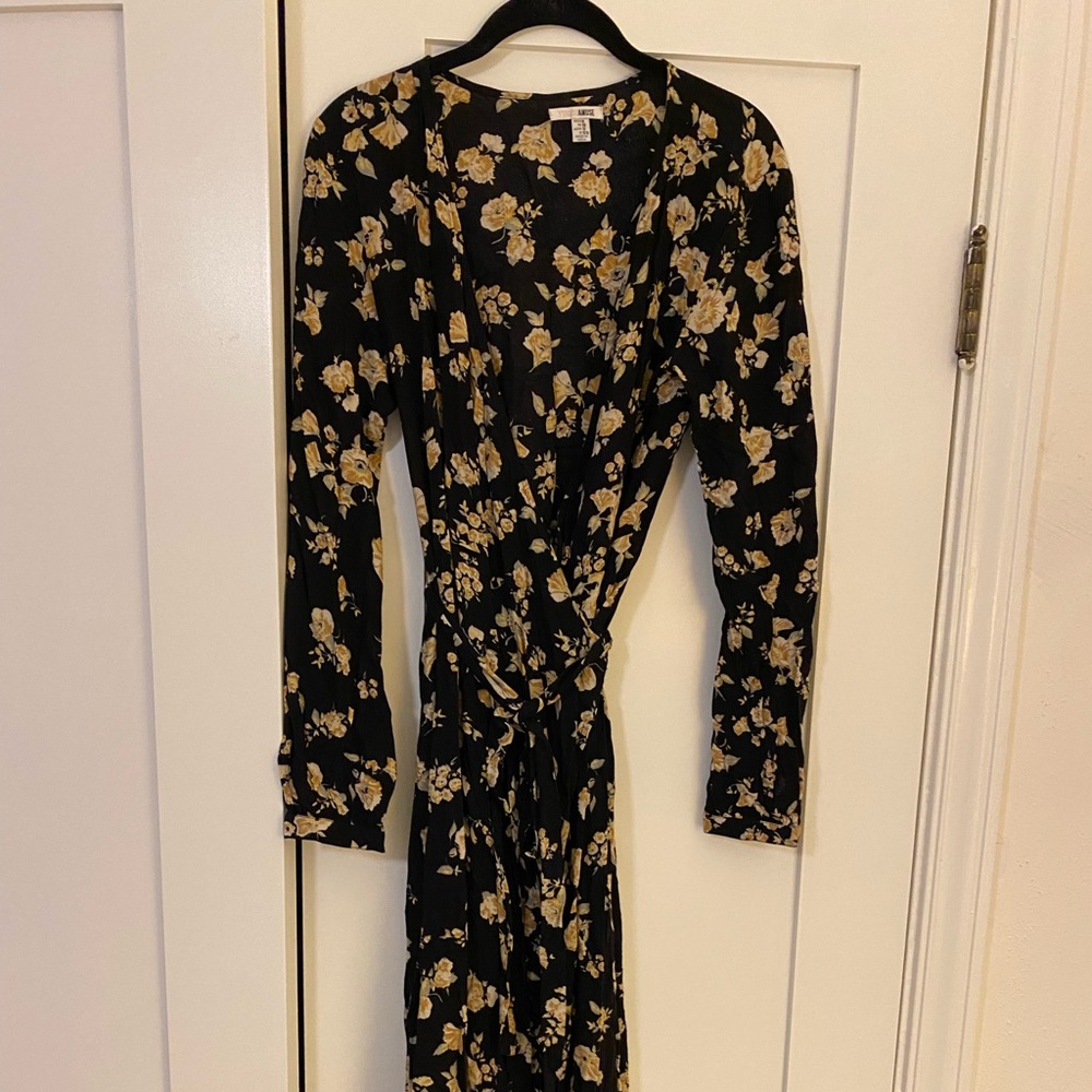 Amuse Society Black Floral Print Maxi Dress